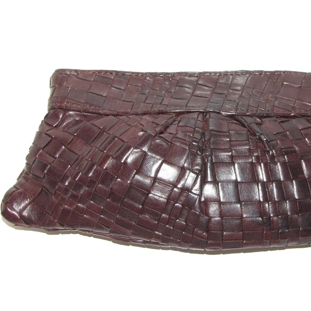 Lauren Merkin Small Brown Woven Leather Clutch